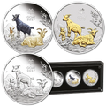 3 oz 2027 Year of the Goat Trio Set Proof, Proof Color & Gilded