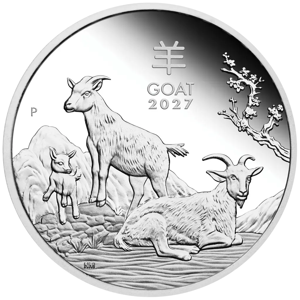 3 oz 2027 Year of the Goat Trio Set Proof, Proof Color & Gilded
