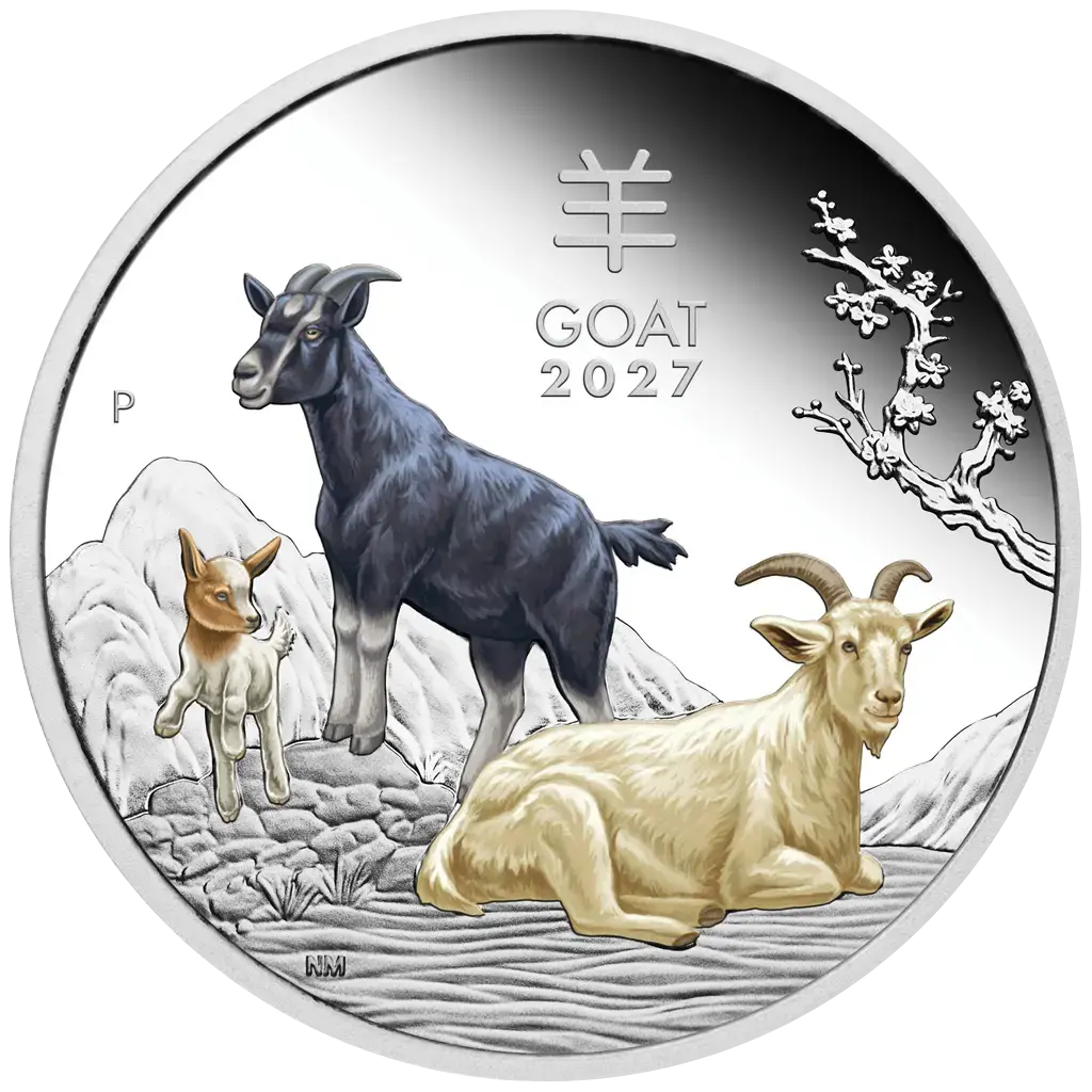 3 oz 2027 Year of the Goat Trio Set Proof, Proof Color & Gilded