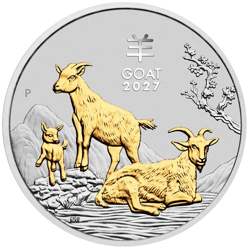 3 oz 2027 Year of the Goat Trio Set Proof, Proof Color & Gilded