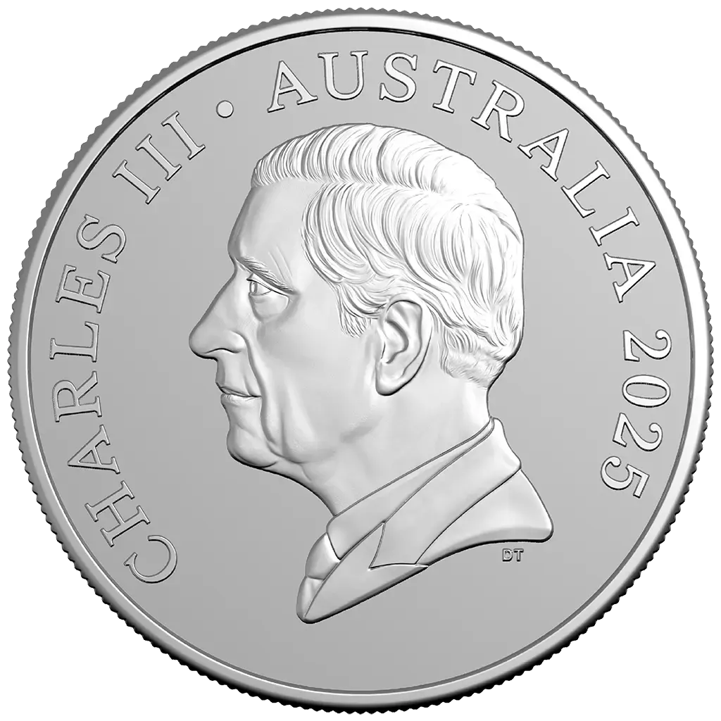 1 oz 2025 Kangaroo Bush Capital – mynt avers Charles III