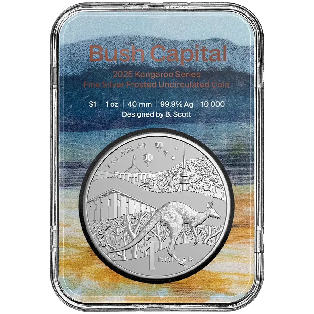 1 oz 2025 Kangaroo Bush Capital – kapsel revers