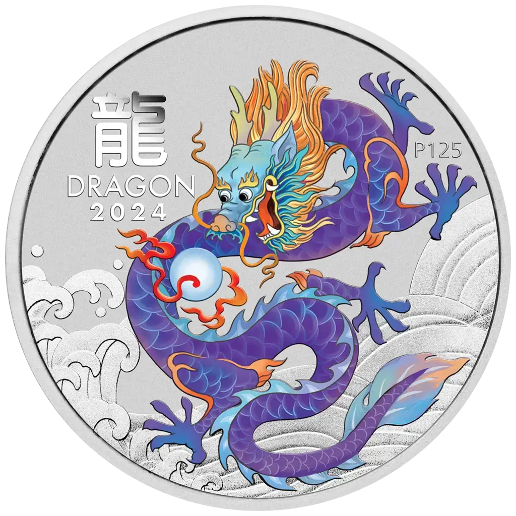 1 oz 2024 Year of the Dragon Color Purple