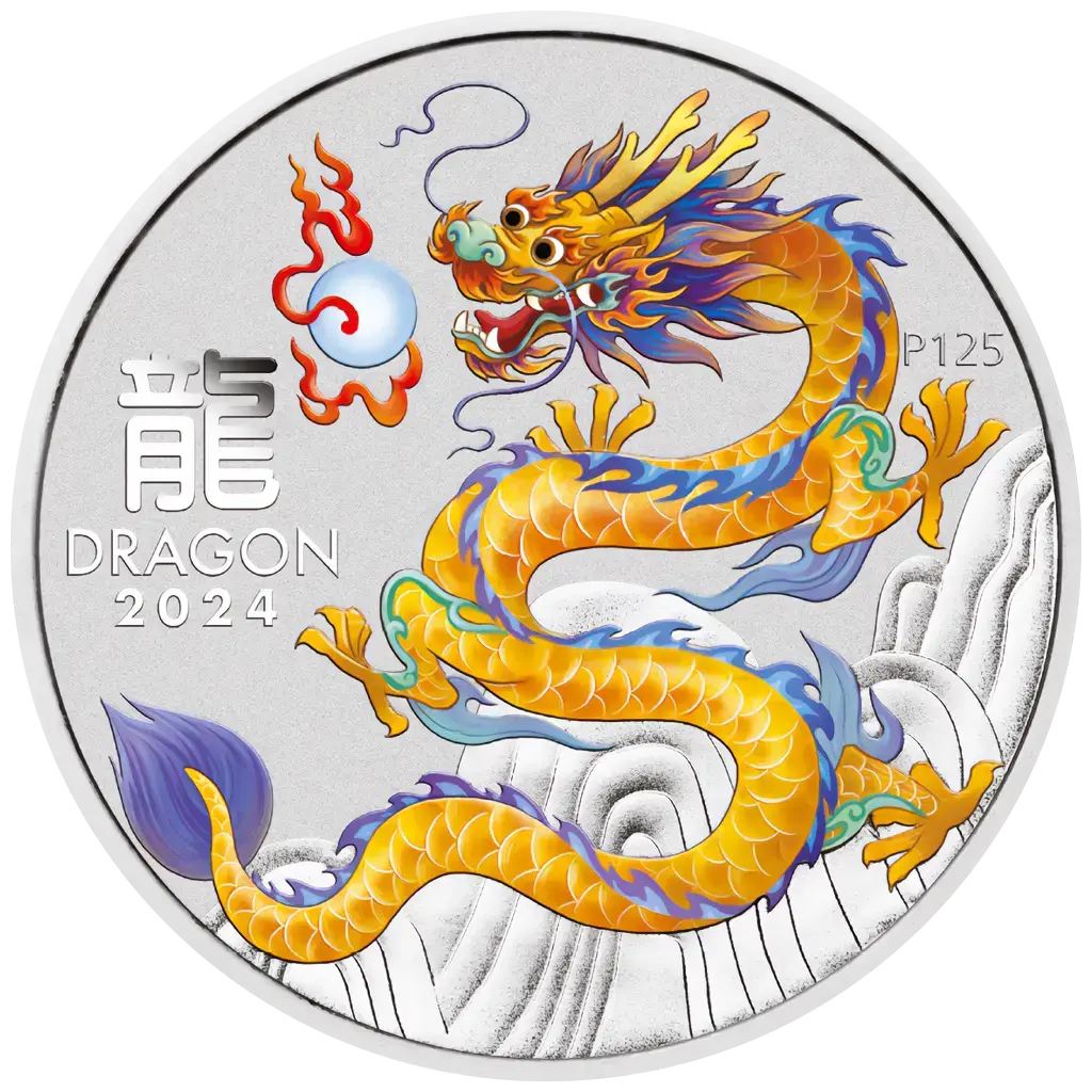 1 oz 2024 Year of the Dragon Color Yellow
