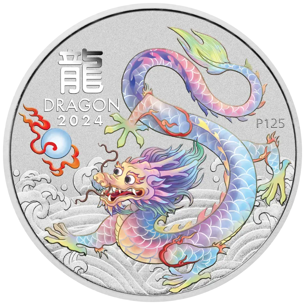 1 oz 2024 Year of the Dragon Color White