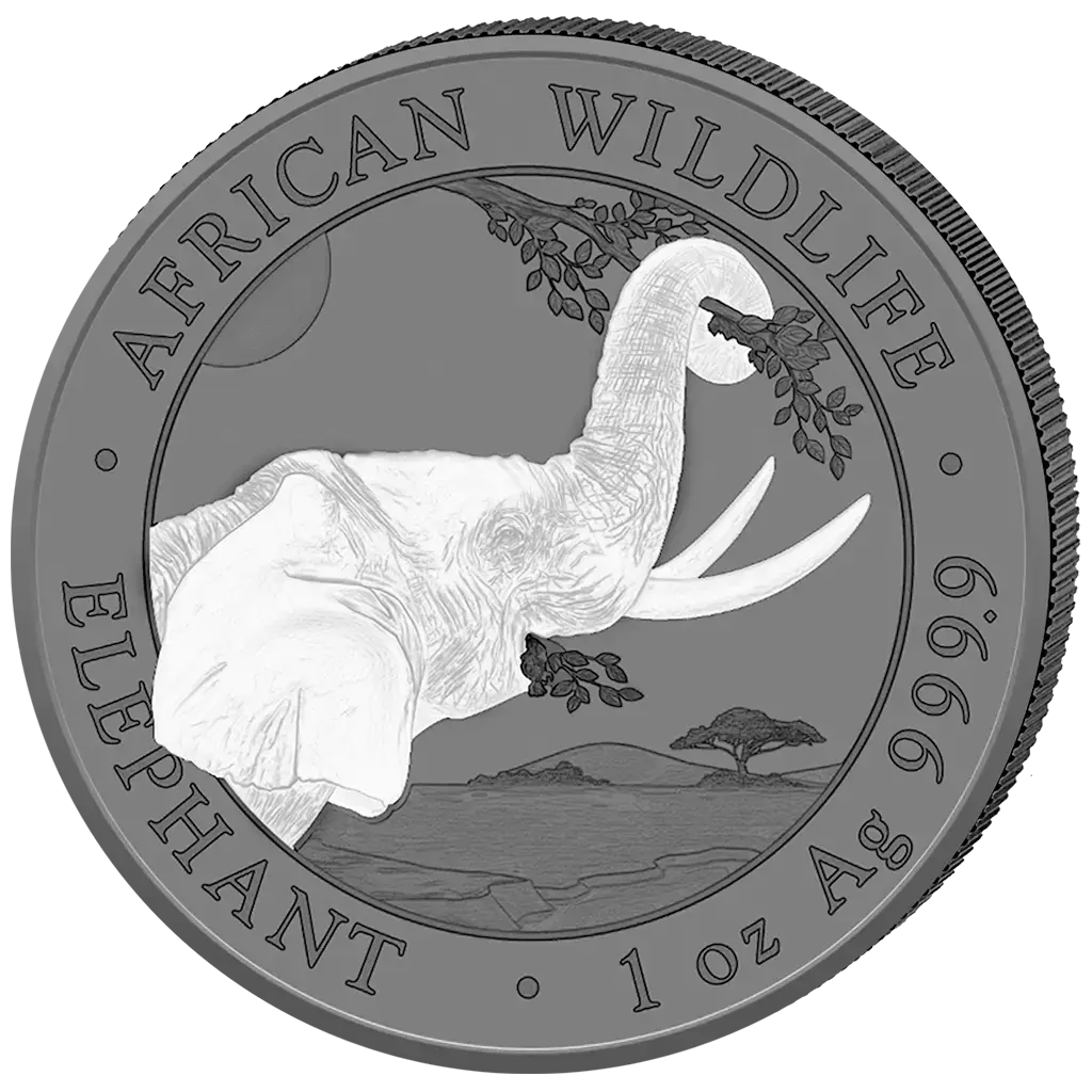 2 x 1 oz 2023 Elephant - Black & White