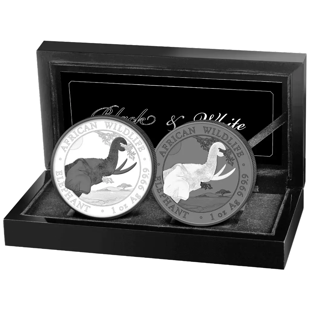 2 x 1 oz 2023 Elephant - Black & White
