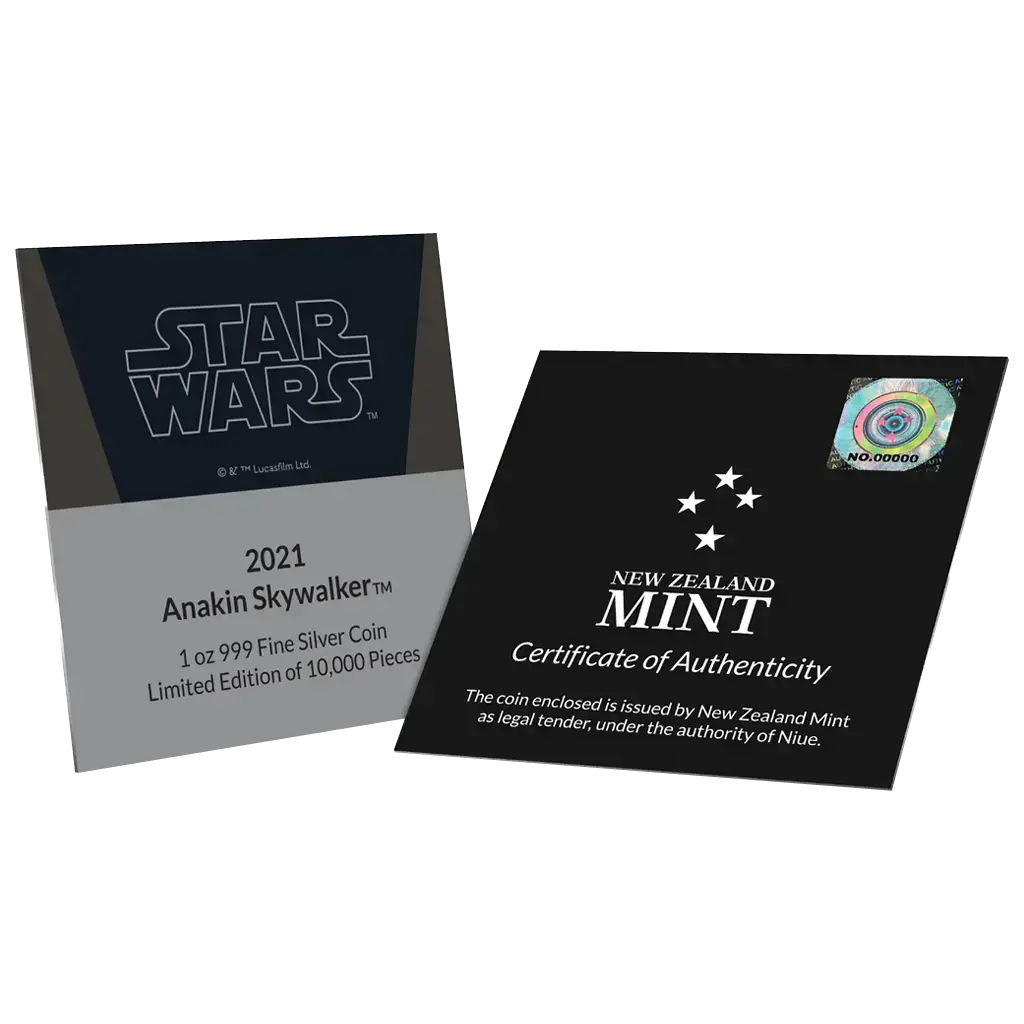 1 oz 2021 Star Wars - Anakin Skywalker Proof – sertifikat