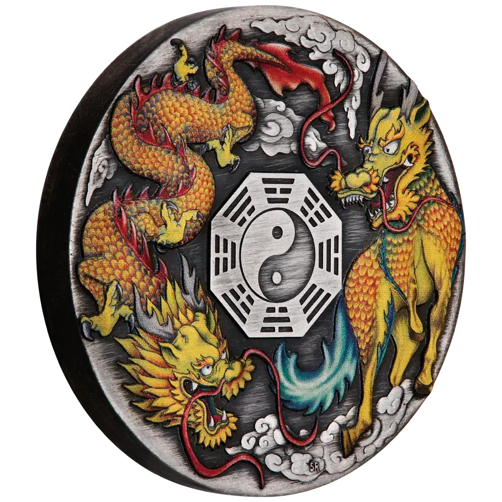 2 oz 2022  Dragon & Qilin Antique Color