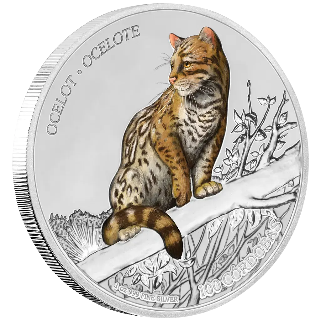 1 oz 2018 Wildlife of Nicaragua - Ocelot Color Proof m/box+coa