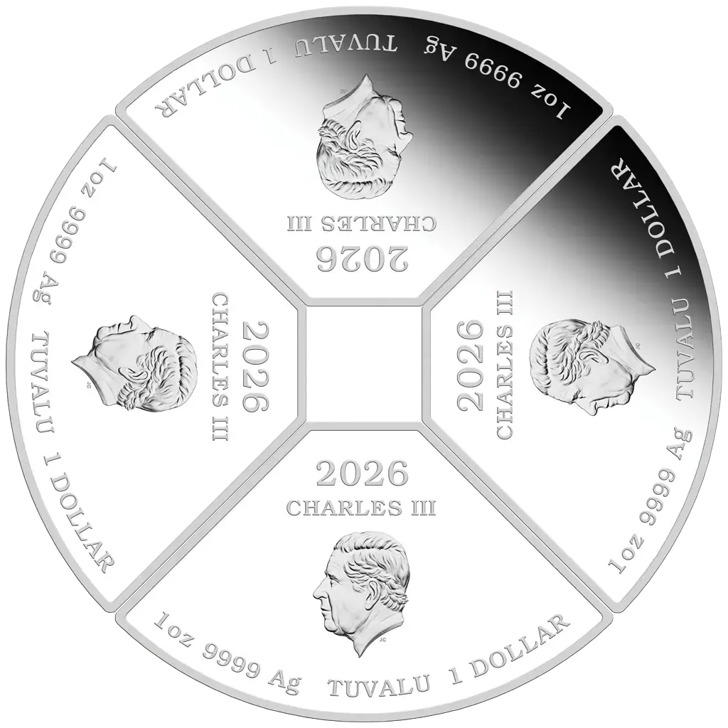 4 oz 2026 Lunar Quadrant Horse – avers Charles III Tuvalu